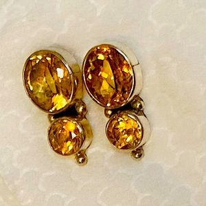 Artist made silver and possibly topaz earrings